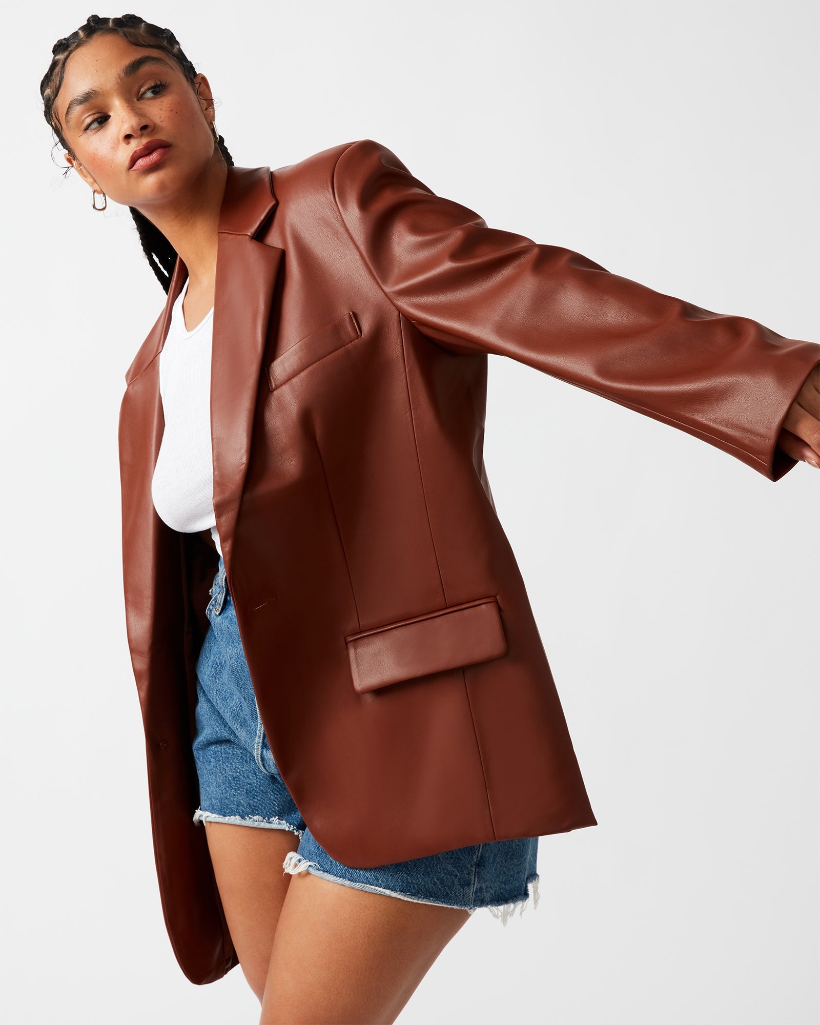 IMAAN FAUX LEATHER BLAZER COGNAC - SM REBOOTED - Image 3