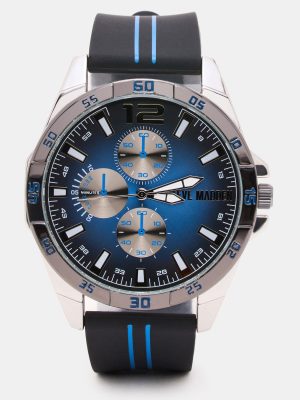 MEN'S ALLOY WATCH BLACK/BLUE
