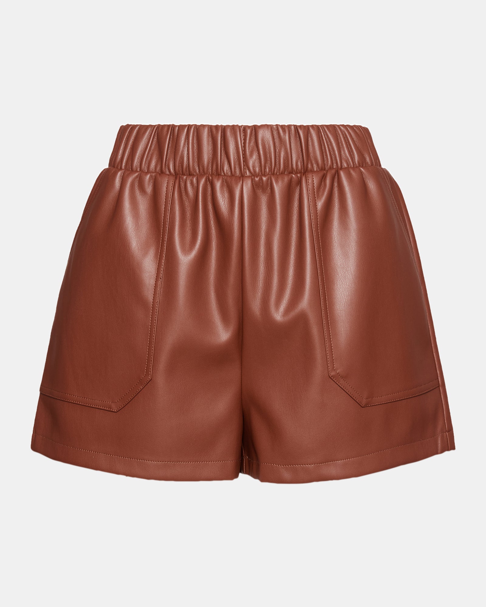 FAUX THE RECORD SHORT COGNAC - Image 6